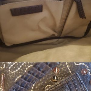 Antonio Melani Brown Sequin Leather Embroidered Handbag Purse